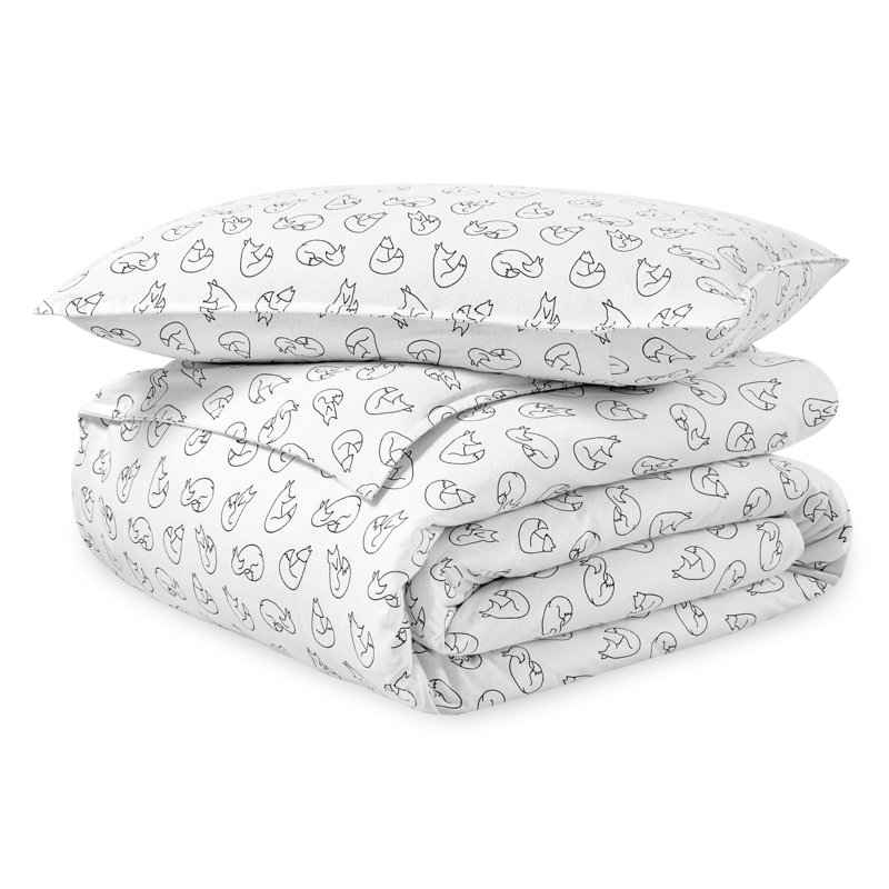 Flannel Duvet Cover and Sham Set, Feelin' Foxy, Twin/Twin XL Duvet Cover + 1 Standard Sham