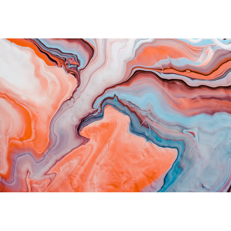 Therman - vagues corail et bleues, H 8 po x l 12 po