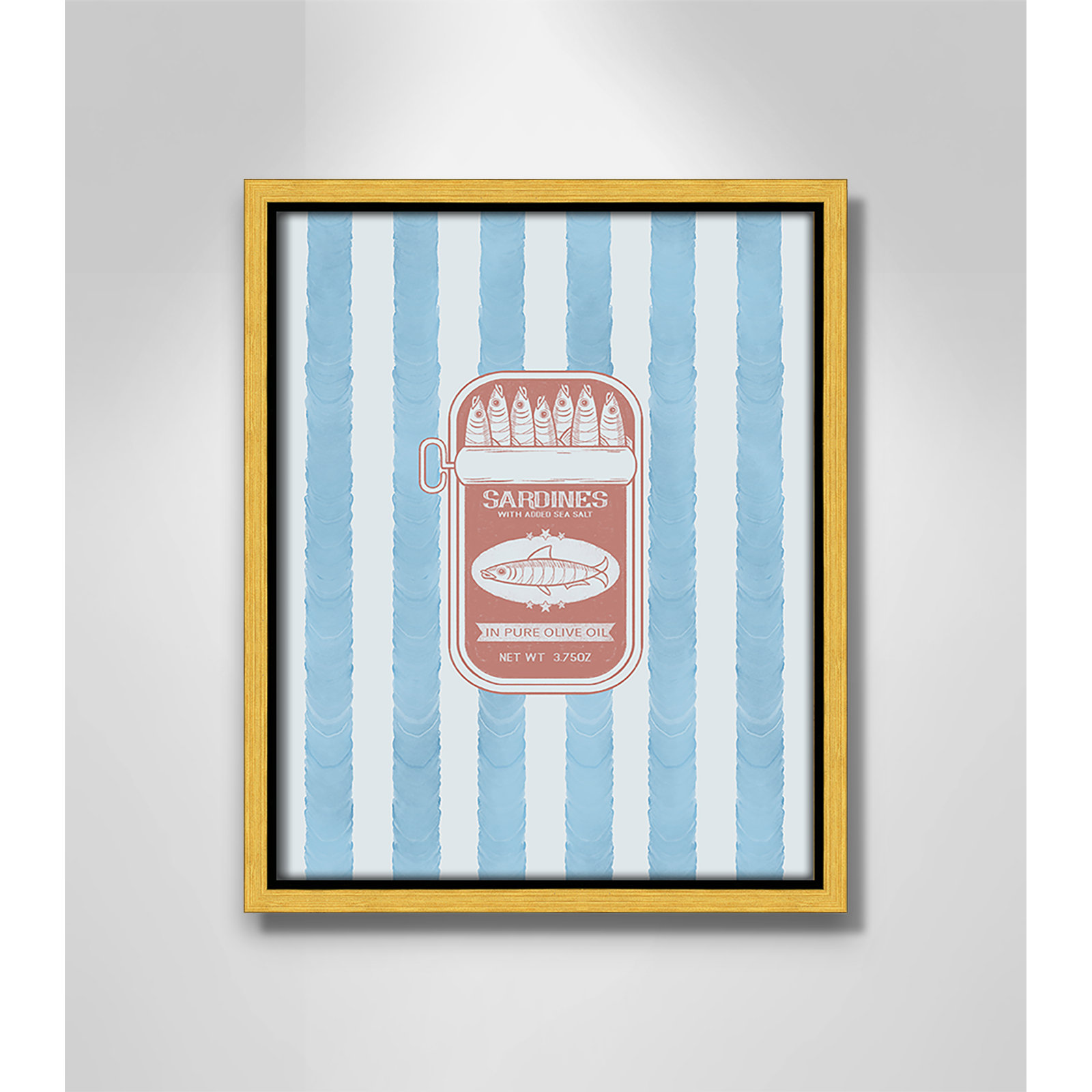 Salty Sardines Print by Marcus Prime, 9.5'' W x 11.5'' H, Gold Floater