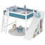 Lit mezzanine double bleu et blanc avec tablettes de rangement, glissière amovible, processus d'assemblage facile, pour l'organisation de la chambre à coucher, bois de pin amovible intégré, conception-1413758080-1413758092