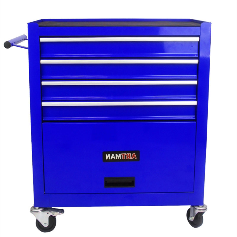 Chariot à outils 4 roues 4 tiroirs multifonctionnel noir, Bleu
