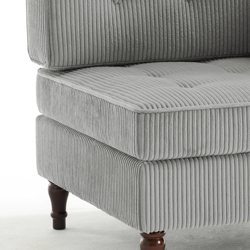 Fauteuil capitonné modulaire en velours côtelé, Gris clair