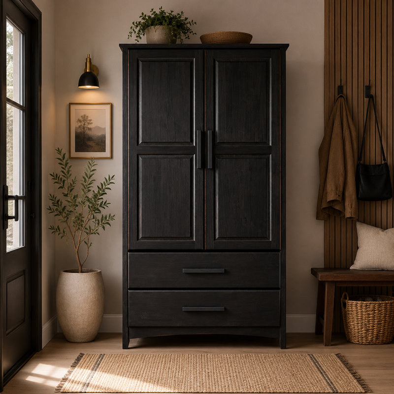 Portes surélevées en pin, P 20 po x l 36 po x H 75 po, Noir, noir, noir, noir