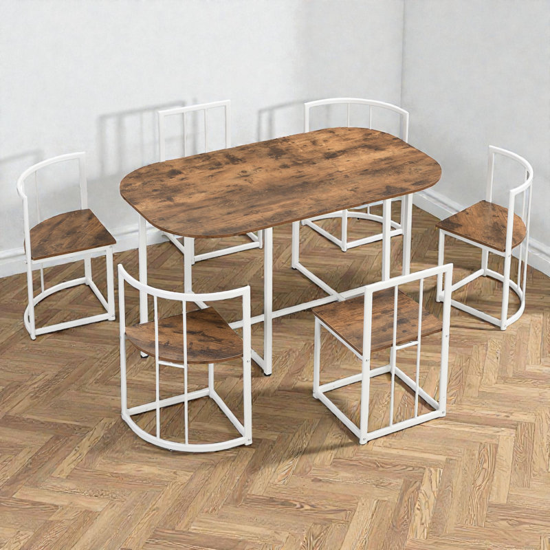 7 - Piece Dining Set, Space-Saving Compact Design, Contemporary Modern, Dining Room