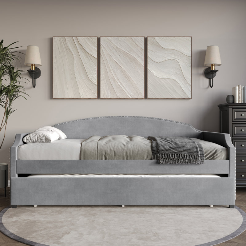 Gerrod Upholstered Twin Daybed, Gray