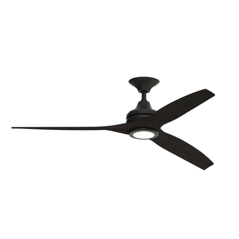 Spitfire 60 inch Indoor/Outdoor Ceiling Fan with LED Light Kit - Black with Dark Walnut Blades, Dark Walnut, Black
