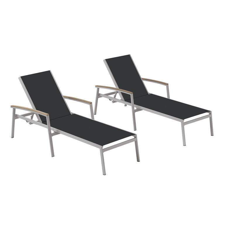 Travira Outdoor Chaise Lounge, Black, Tekwood Vintage, Flint
