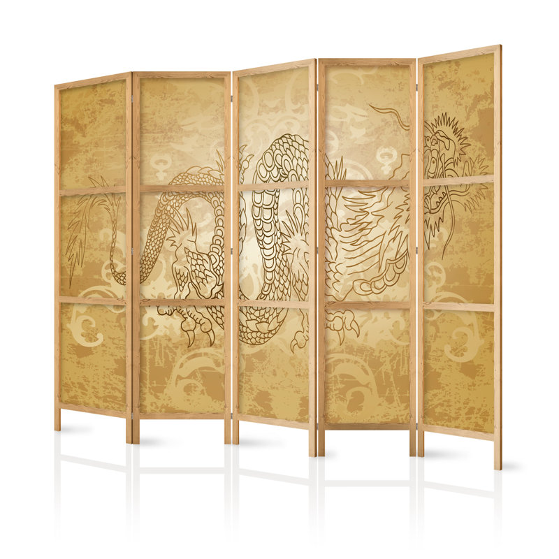 225cm W x 171cm H 5 - Panel Solid Wood Folding Room Divider