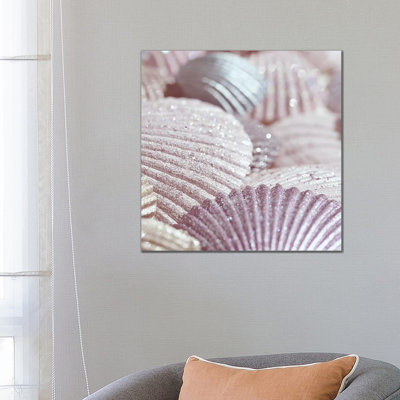Shells And Glitter II Pink Square by Monika Strigel - Wrapped Canvas Print