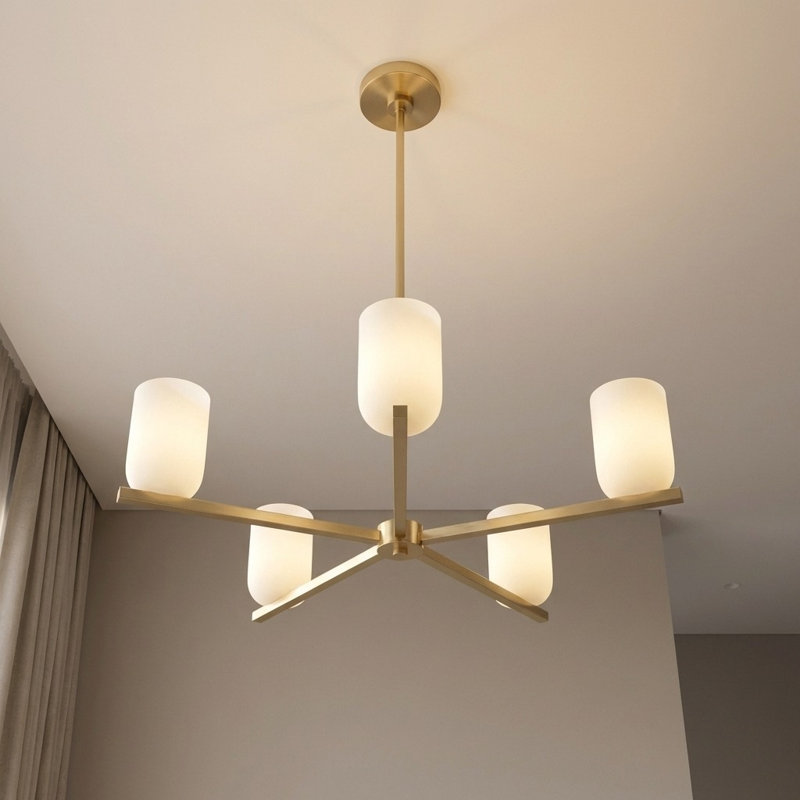 Lustre à cinq lumières Neblina, Laiton satiné, Non