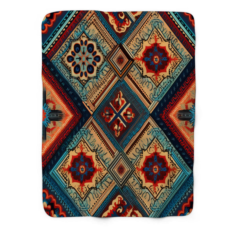 Folk Patterns - couverture 1 pièce, L 50 po x L 60 po