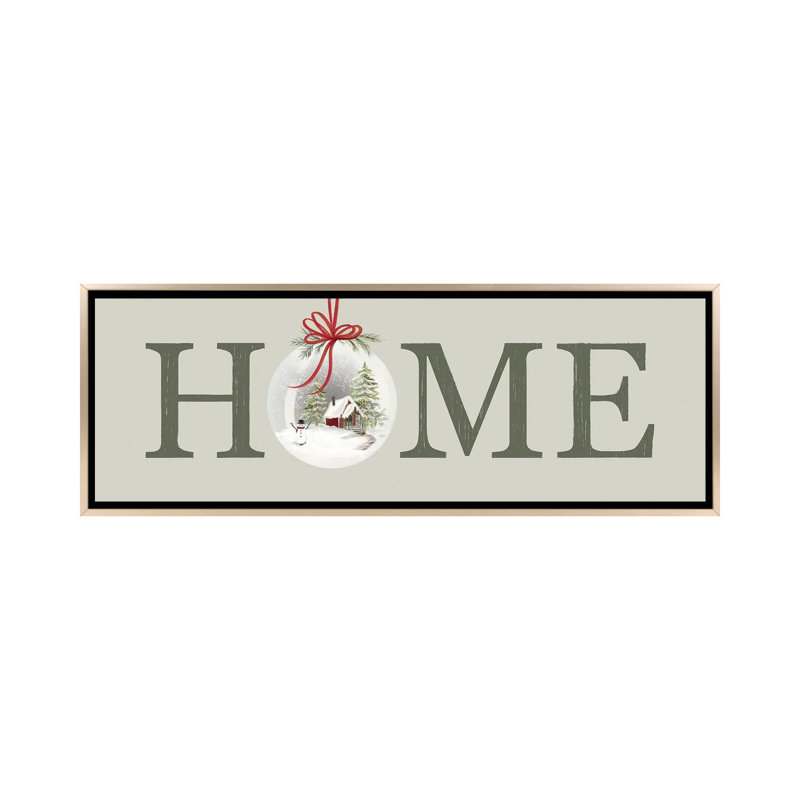 Signe de Noël à la maison - reproduction d'art murale - toile encadrée, H 24 po x l 72 po, Champagne