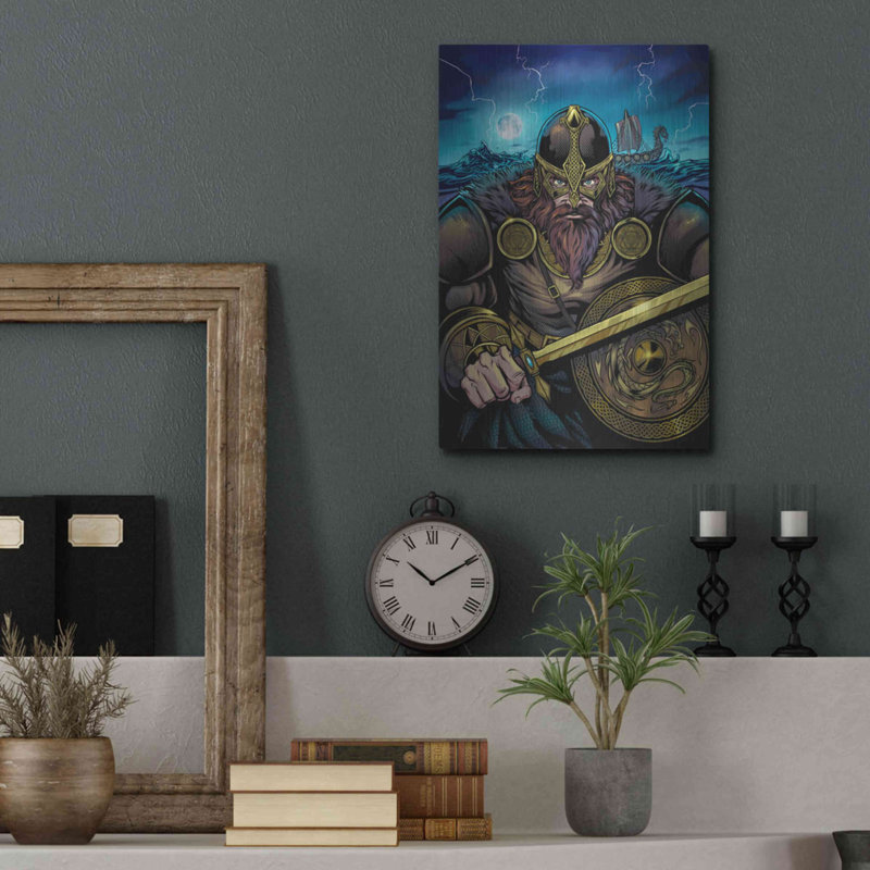 'Viking Sword and Shield Moonlight' by Flyland Designs, Metal Wall Art,, 16" H x 12" W