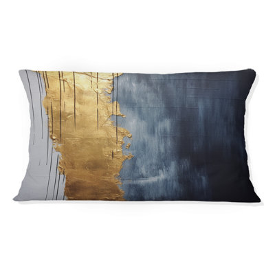 A Touch Of Gold And Kings Blue III - Abstract Painting Printed Throw Pillow