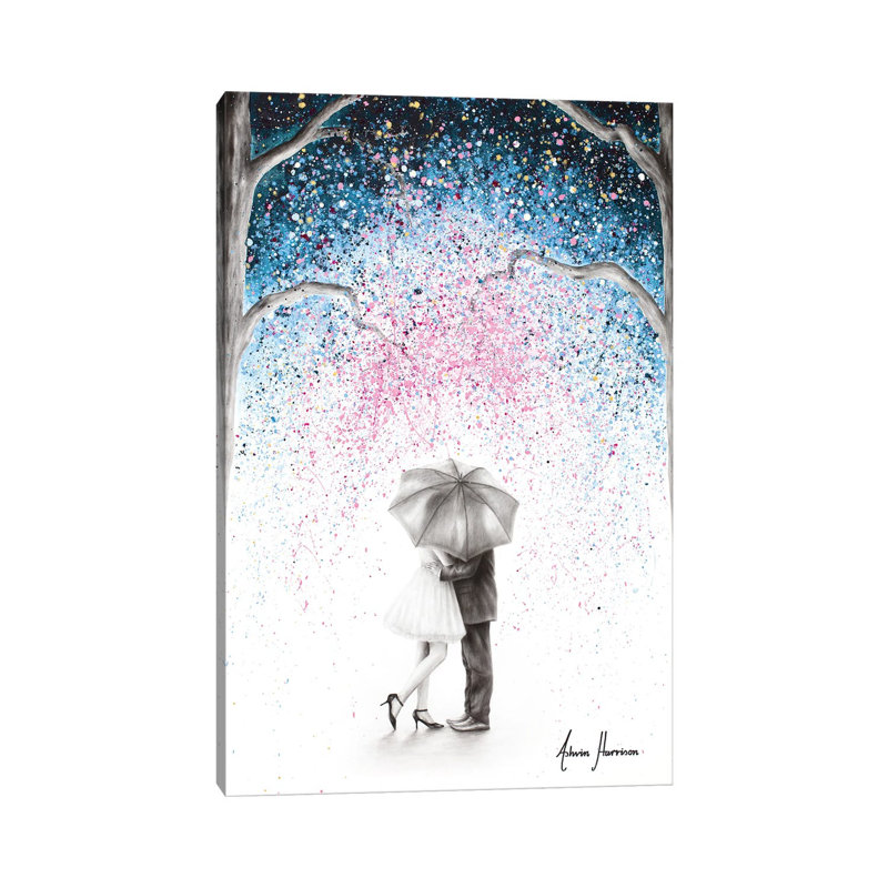 «The Midnight Kiss» par Ashvin Harrison - impression d'art graphique, H 48 po x l 32 po x P 1,5 po, Toile tendue, Aucun mat