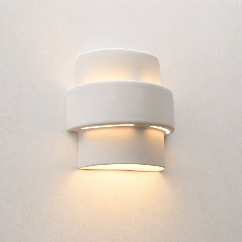 Ameilya Ceramic Flush Mounted Sconce, Paintable Bisque