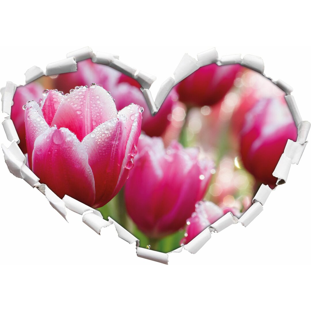 Wandtattoo Pinkfarbene Tulpen mit Morgentau