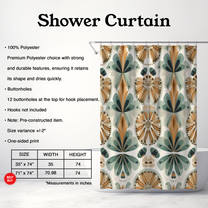 Rideau de douche Boho Nature - Premium, H 74 po x l 71 po