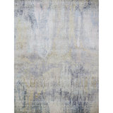 Hand Knotted Area Rug in Ivory And Purple