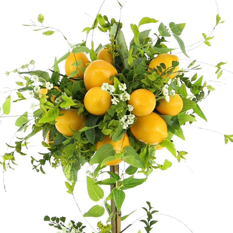 Faux Lemon Tree in Ceramic Planter