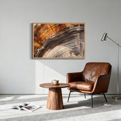 Brun et noir, arbre, section transversale, texture de grain de bois, art mural sur toile