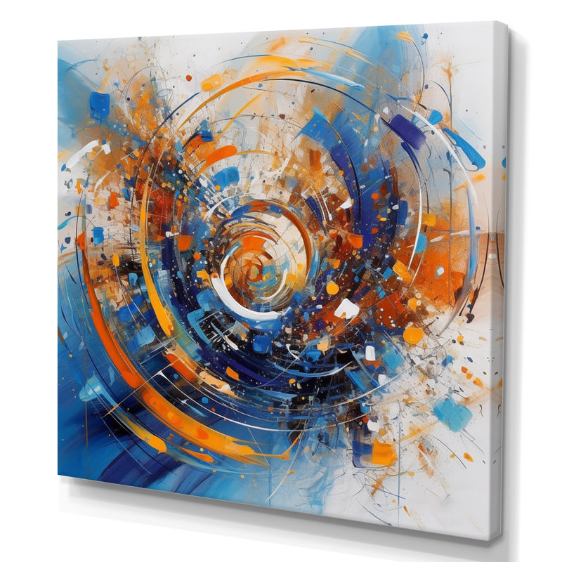 Blue And Orange Space - Surrealism Landscape Wall Art Decor, 16'' H x 16'' W x 1" D