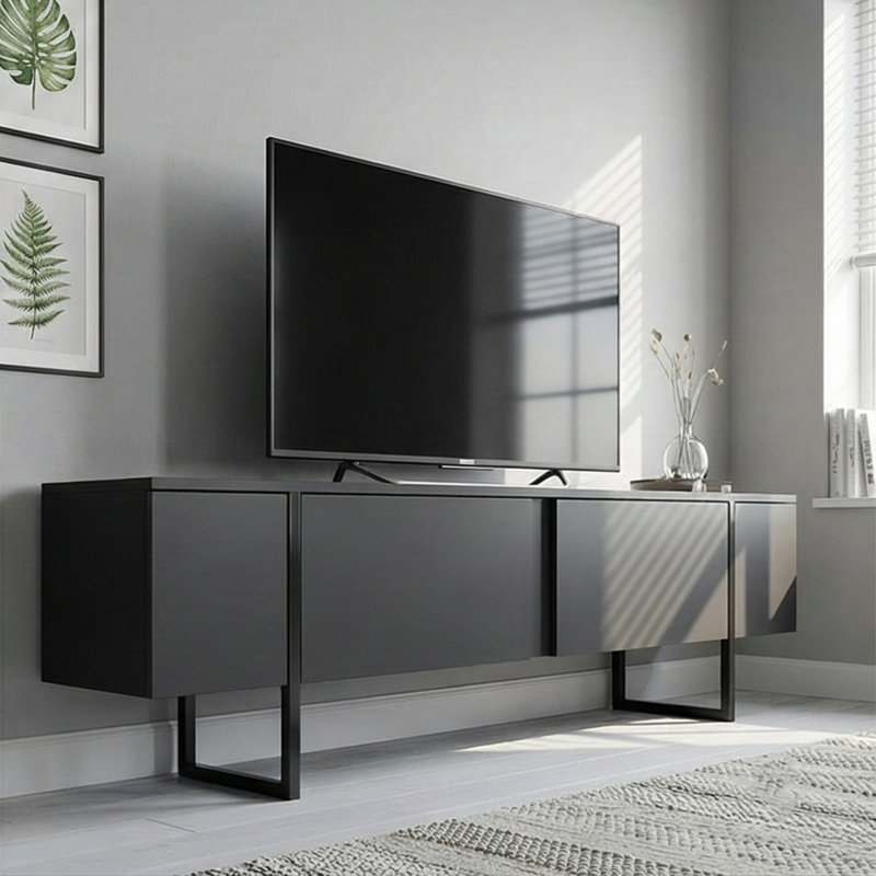 Sholom 70'' W Storage Credenza, Anthracite Black