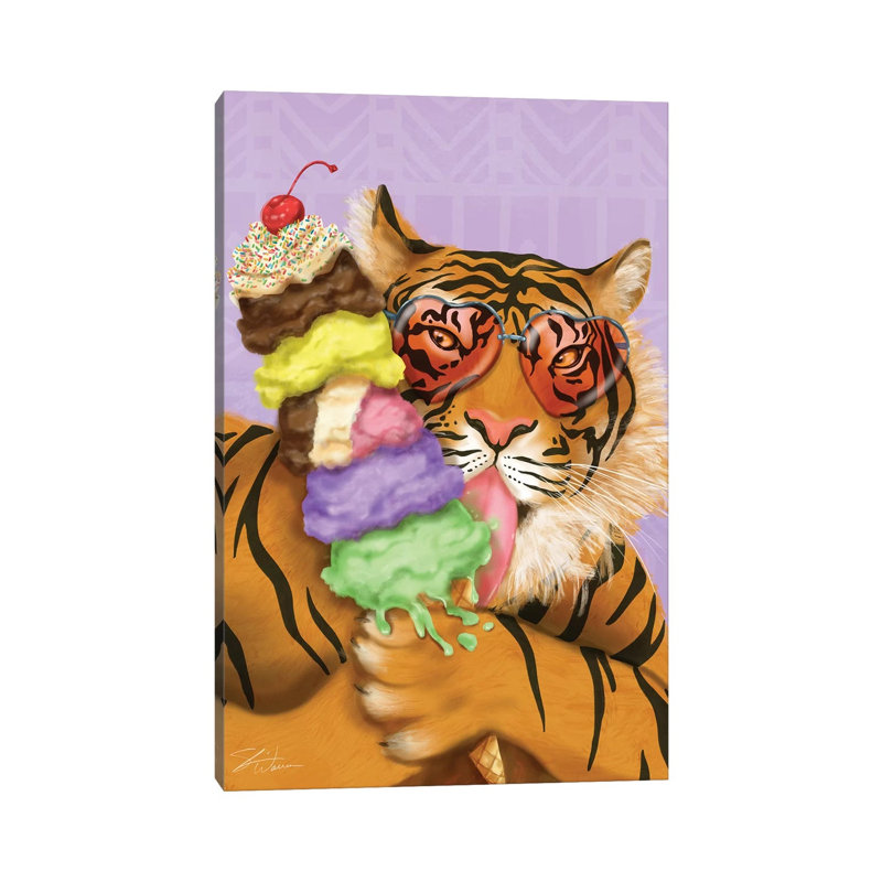 Party Safari Tiger 1 Piece Wrapped Canvas Wall Art, 30.48 cm H x 45.72 cm W