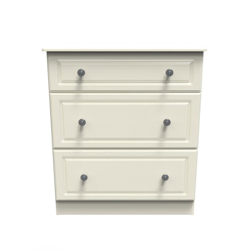 Fully Assembled Argyle 3 Drawer 76.5Cm W Chest of Drawers, Cream