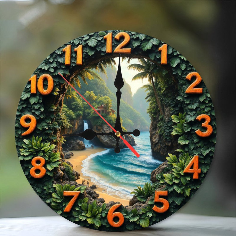 Décoration murale horloge de plage tropicale