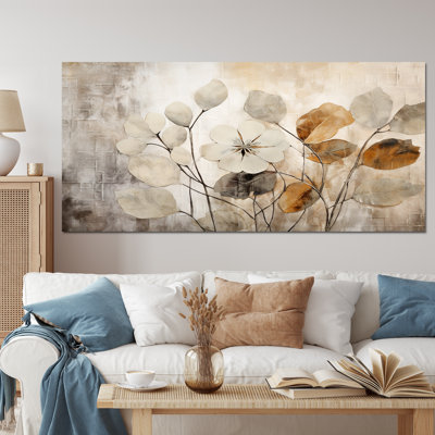 Beige Botanical Impressions III - Abstract Botanicals Canvas Art Print