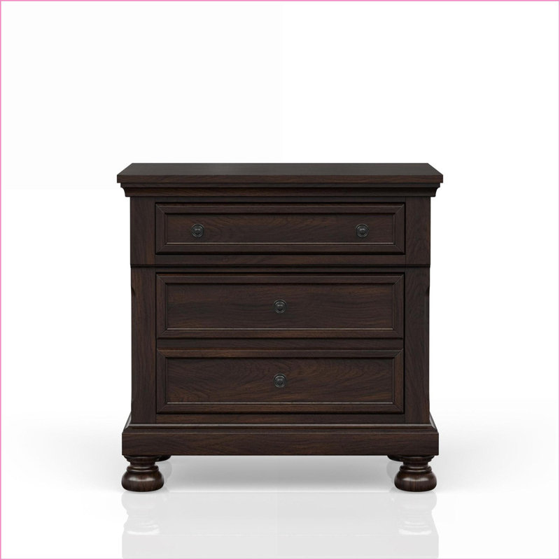 Table de chevet à deux tiroirs cerisier foncé pour le rangement dans la chambre à coucher