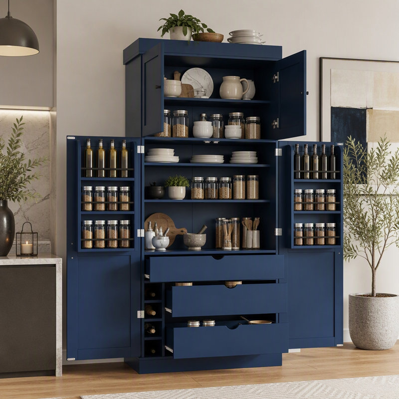 Armoire de rangement moderne de 35 po de largeur x 17,7 po de largeur, Bleu