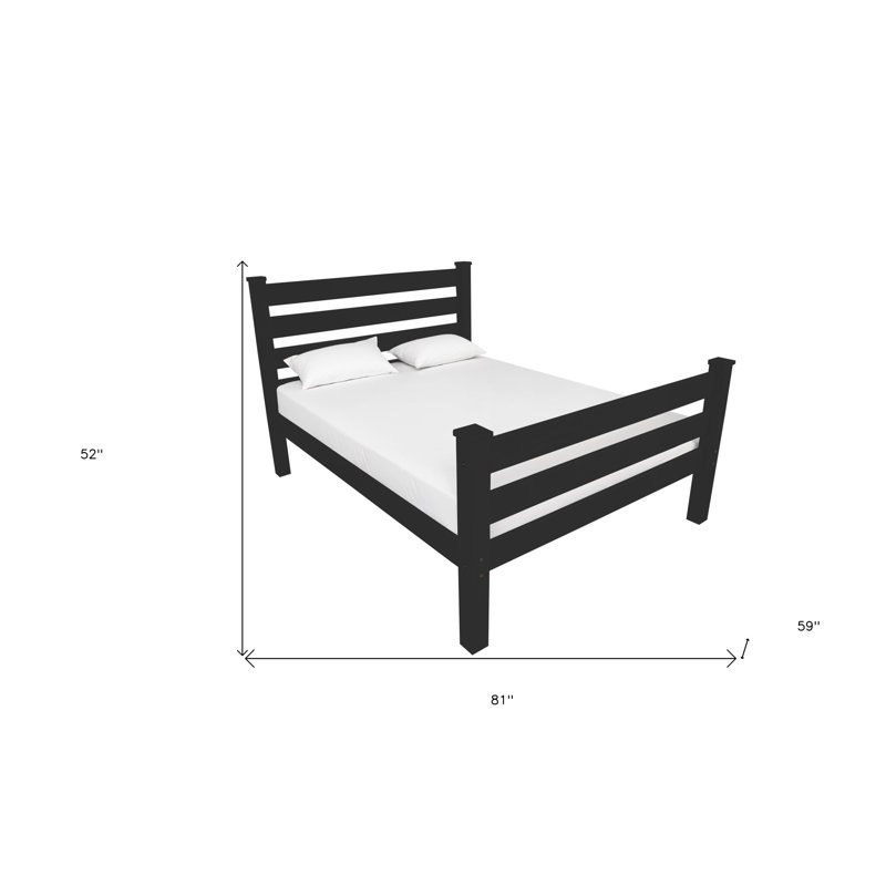 Black Solid Wood Full Bed Frame