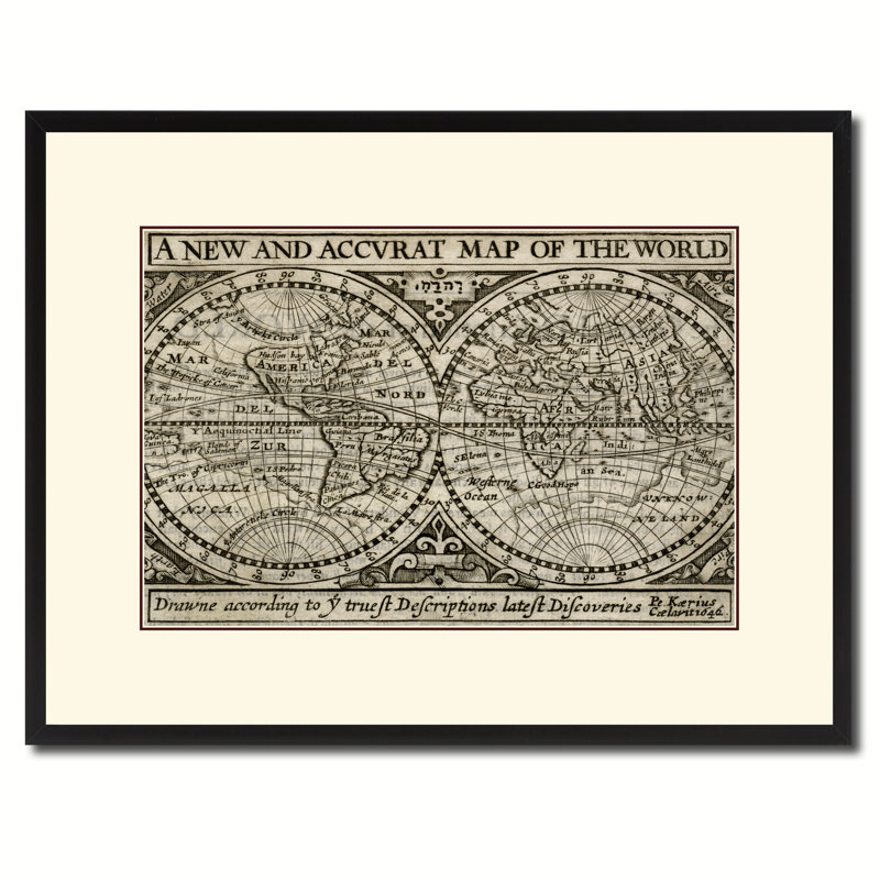 «The World Old Map», reproduction d'art sur toile avec cadre photo 16 x 21