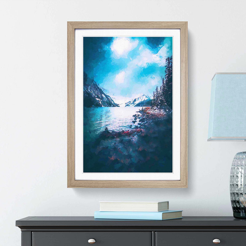 Chephren Lake in Canada in Abstract - Framed Print, 36cm H x 27cm W x 2cm D, Oak Framed