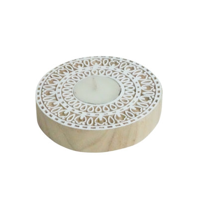  Handcrafted Wooden Candle Holder Natural Stain Finish for Elegant Home Décor-(Pak Of-5)