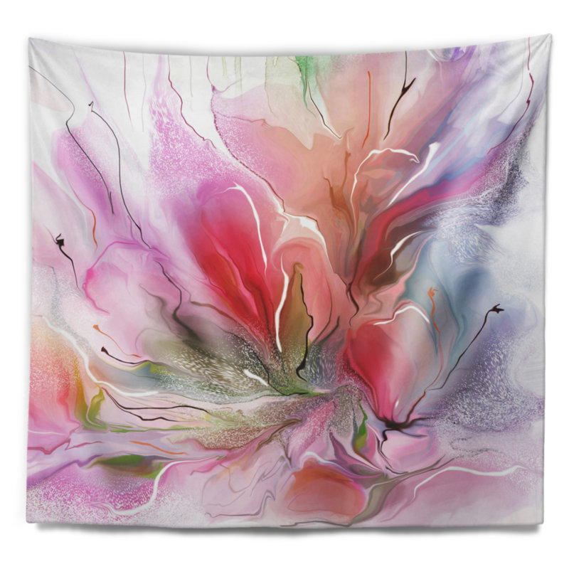 Tapisserie à motif floral peint, H 32 po x l 39 po