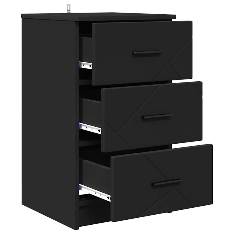 38cm W Manufactured Wood Bedside Table, Black