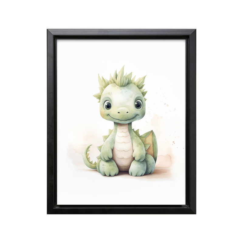 Bébé dragon en peluche, Black Framed, Canvas, 24"H x 32"W