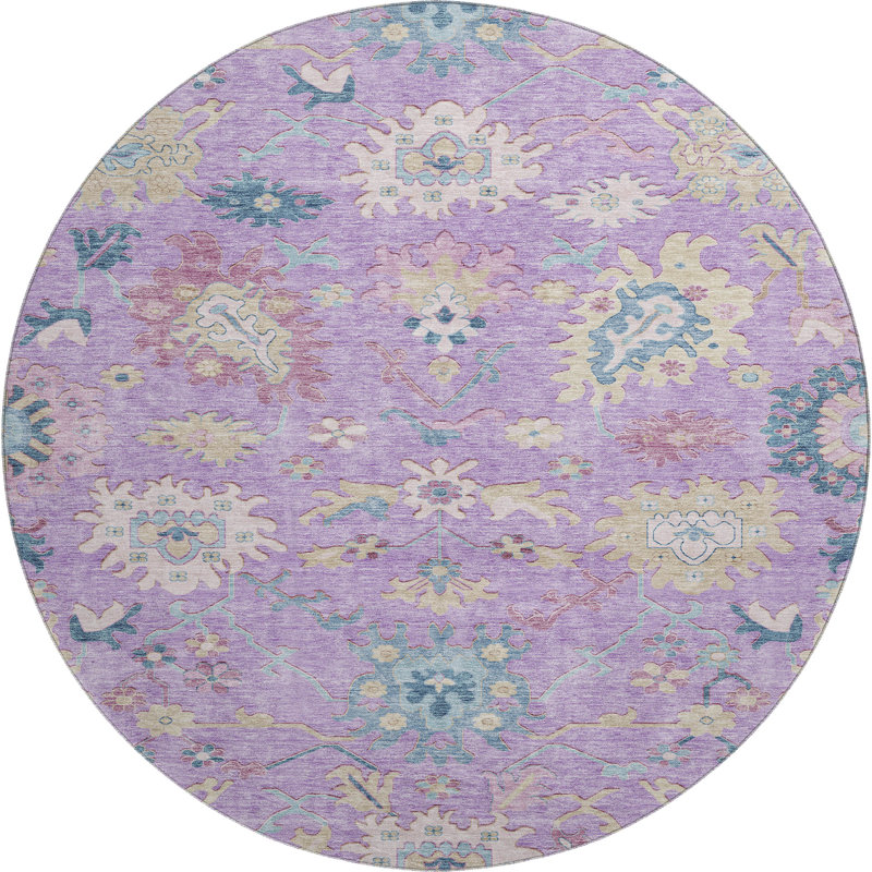 Premium Machine Washable Gurubaksh AMF1154 Global Rug, Round 8'