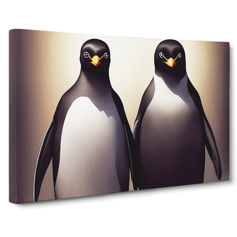 Pair Of Penguins - Wrapped Canvas, 40cm H x 60cm W x 3cm D