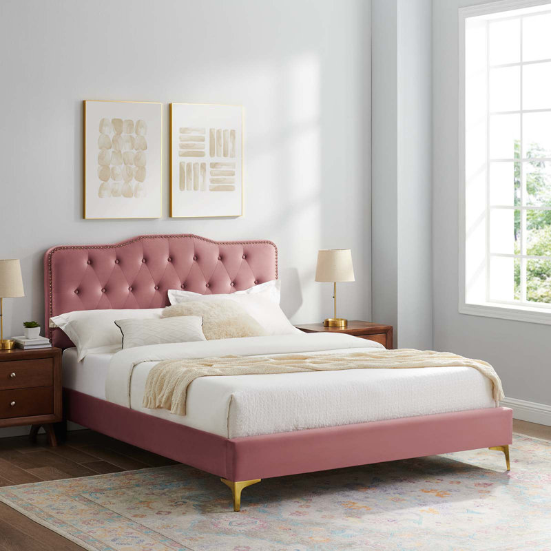 Modway Amber Platform Bed, Dusty Rose, King
