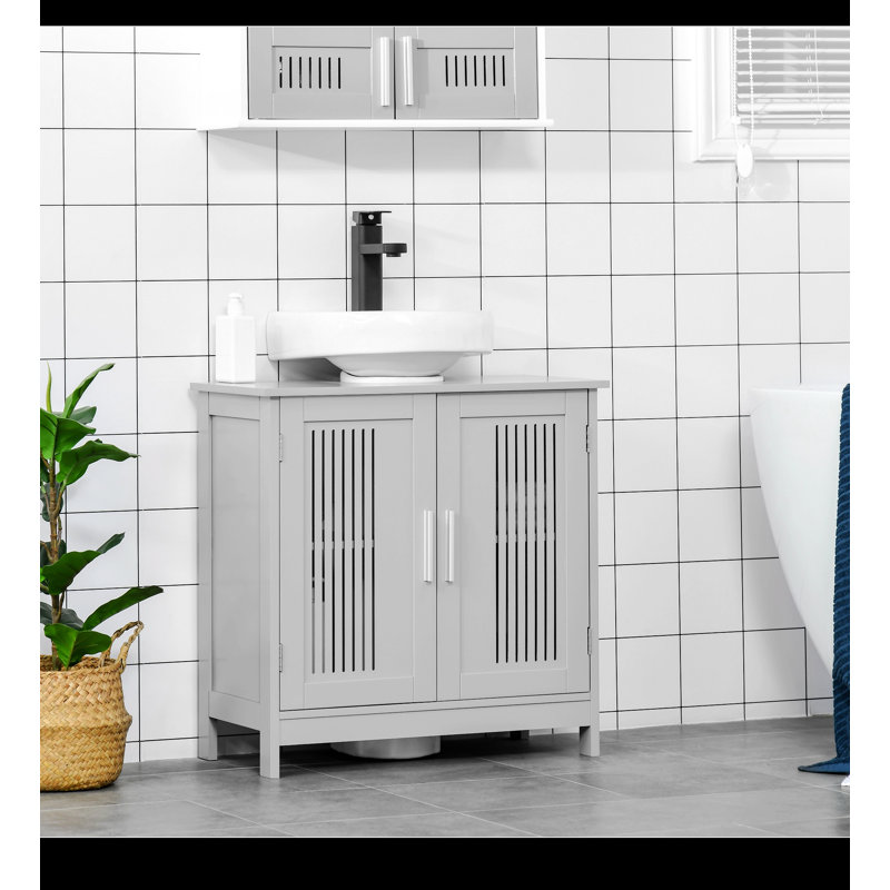 Armoire de salle de bain avec tablettes réglables Kleankin, Gris