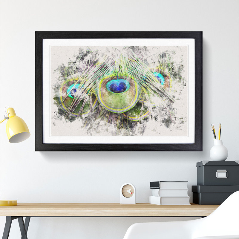 Peacock Feathers - Framed Print, 24cm H x 33cm W x 2cm D, Black Framed