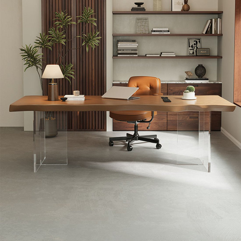 Light brown Rectangular Solid Wood Writing desk, 29.53"H*94.49"W*27.56"D