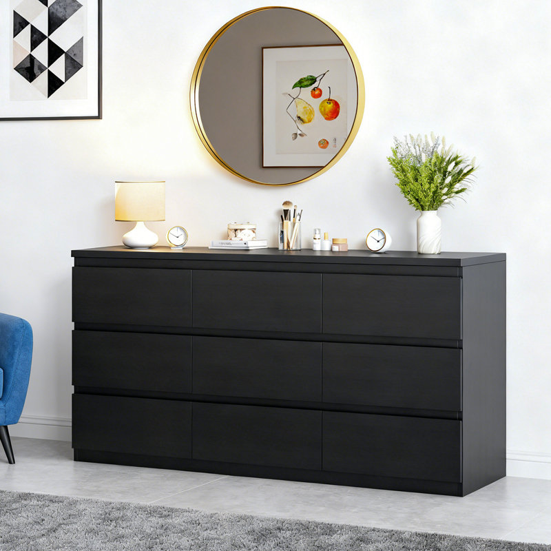 Large Capacity Dresser With 9 Drawers, Anti-Tip Design For Bedroom Storage, White