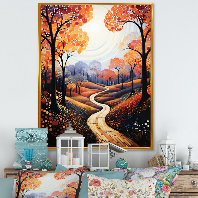 Darienne " Bicycle Abstracted Trails Pointillism ", 20" H x 12" W x 1" D, Gold Floater Framed