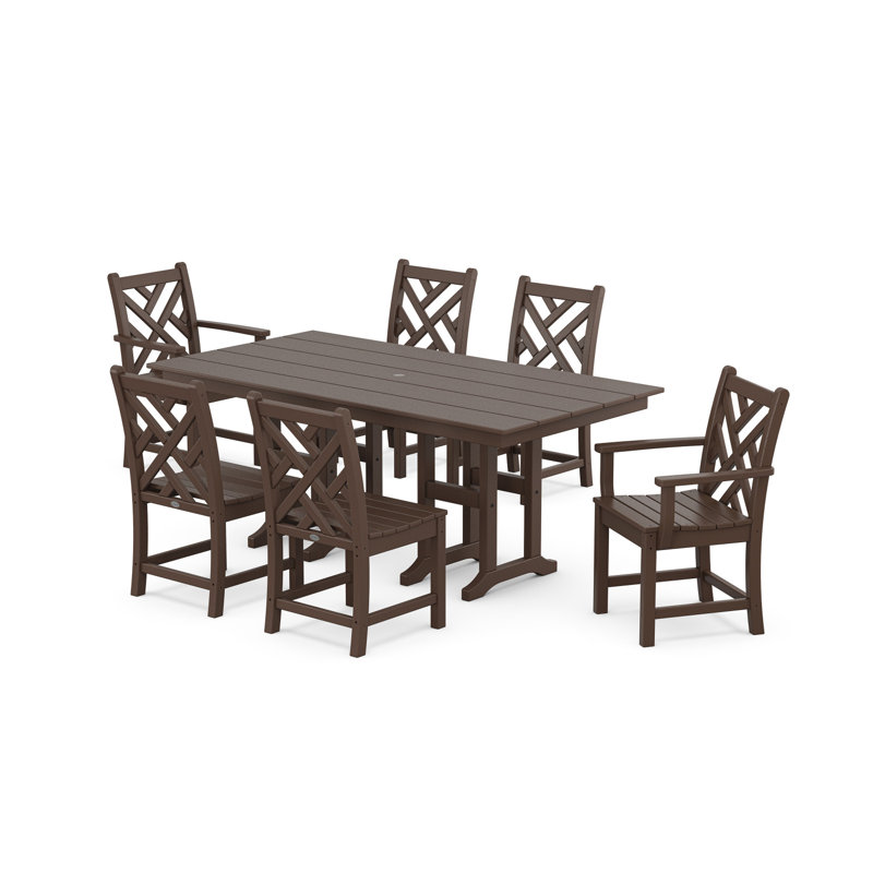 Chippendale 7-Piece Farmhouse Dining Set, Mahogany