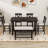 Daury 6Pcs Counter Height Dining Set with 4 Upholstered Chairs, Bench and Storage Shelf-2094039488